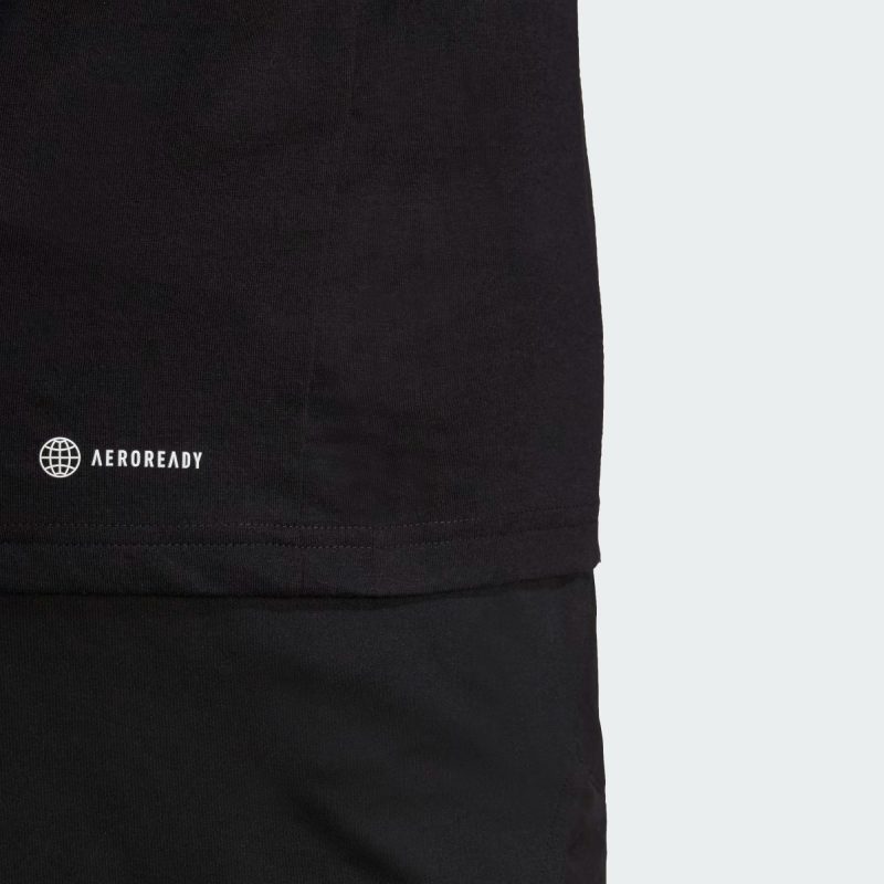 Adidas เสื้อยืดผู้ชาย Train Essentials Feelready Logo Training Tee | Black/White ( IB8273 ) - Image 6