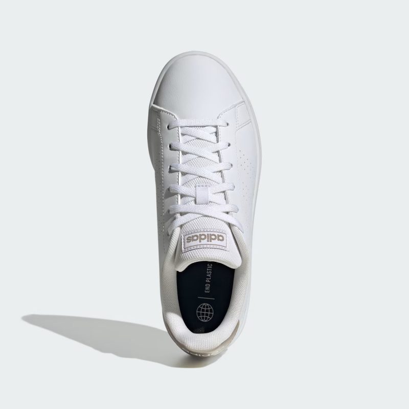 Adidas รองเท้าผ้าใบผู้หญิง Advantage Base | Cloud White/Cloud White/Champagne Met. ( IG5321 ) - Image 5