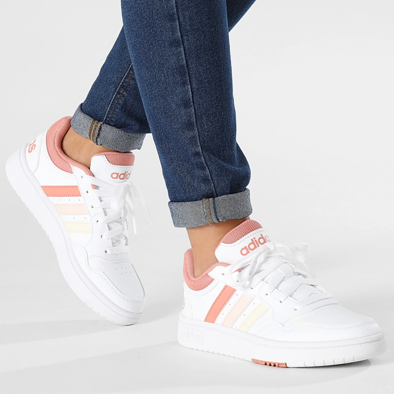 Adidas รองเท้าผ้าใบผู้หญิง Hoops 3.0 | Cloud White/Wonder Clay/Wonder Quartz ( IG7893 ) - Image 9