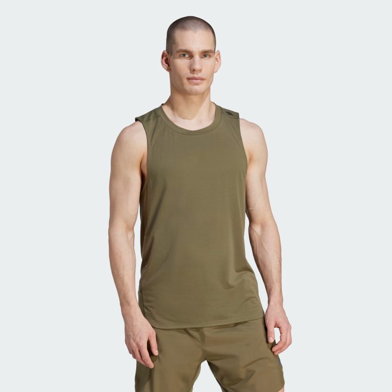 Adidas เสื้อกีฬาผู้ชาย Designed for Training Workout Tank Top | Olive Strata ( IL1431 ) - Image 2