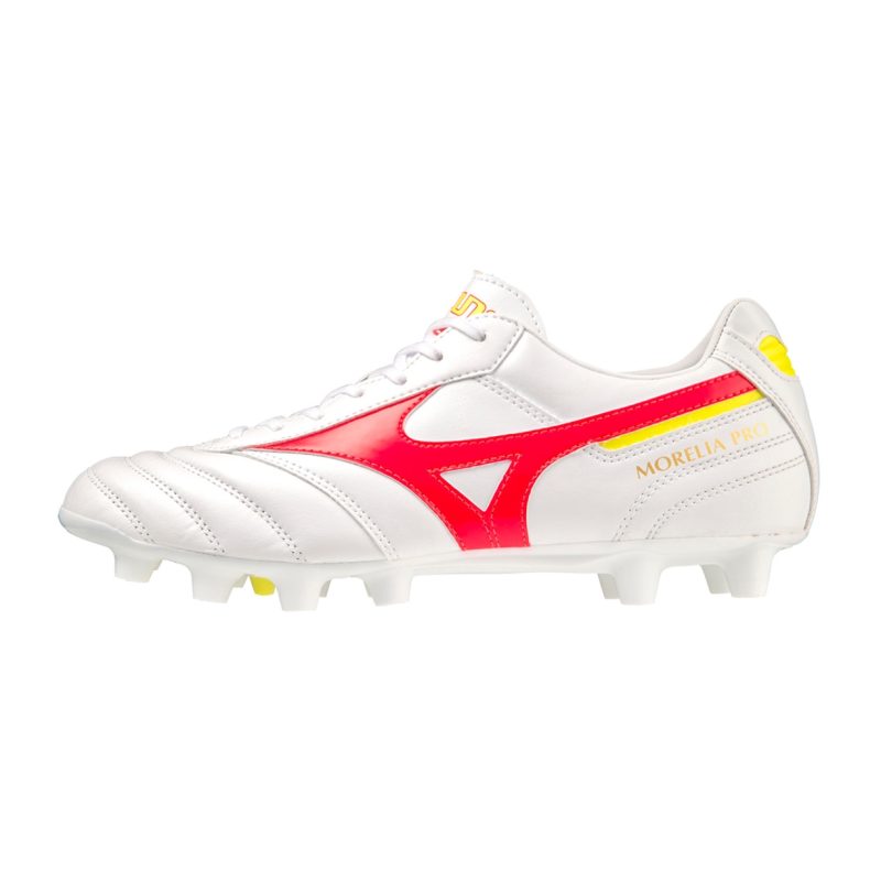 Mizuno รองเท้าฟุตบอล / สตั๊ด Morelia II Pro FG | White/Fiery Coral 2/Bolt 2 ( P1GA231364 )