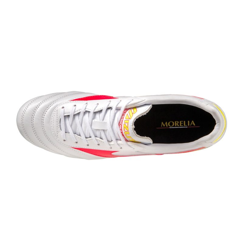 Mizuno รองเท้าฟุตบอล / สตั๊ด Morelia II Pro FG | White/Fiery Coral 2/Bolt 2 ( P1GA231364 ) - Image 2