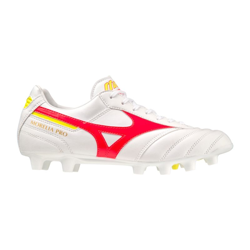 Mizuno รองเท้าฟุตบอล / สตั๊ด Morelia II Pro FG | White/Fiery Coral 2/Bolt 2 ( P1GA231364 ) - Image 6