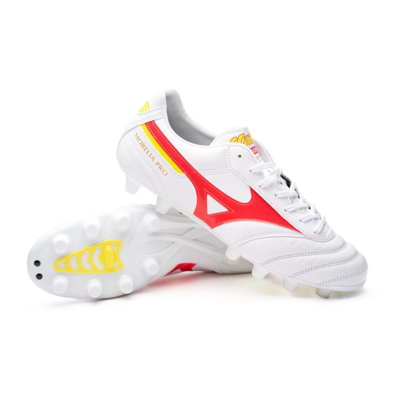 Mizuno รองเท้าฟุตบอล / สตั๊ด Morelia II Pro FG | White/Fiery Coral 2/Bolt 2 ( P1GA231364 ) - Image 7