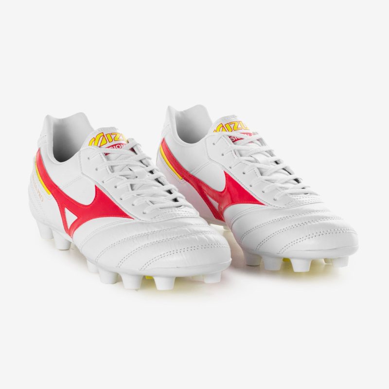 Mizuno รองเท้าฟุตบอล / สตั๊ด Morelia II Pro FG | White/Fiery Coral 2/Bolt 2 ( P1GA231364 ) - Image 8