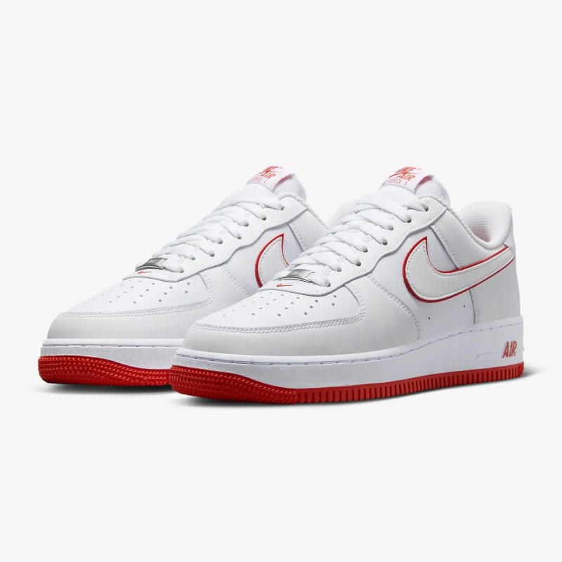Nike รองเท้าผ้าใบผู้ชาย Air Force 1 '07 | White/Picante Red/White ( DV0788-102 ) - Image 5