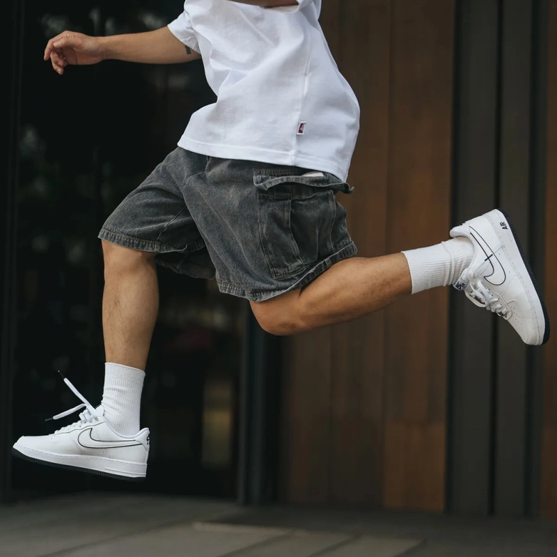 Nike รองเท้าผ้าใบผู้ชาย Air Force 1 '07 | White/White/Black ( DV0788-103 ) - Image 15