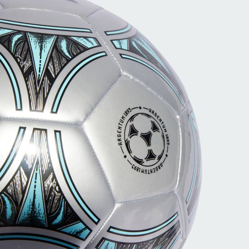 Adidas ลูกฟุตบอล Silver Messi Club Ball | Silver Metallic/Core Black/Bliss Blue F22 ( IA0972 ) - Image 3