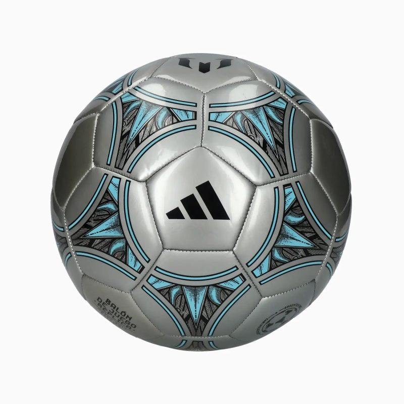 Adidas ลูกฟุตบอล Silver Messi Club Ball | Silver Metallic/Core Black/Bliss Blue F22 ( IA0972 ) - Image 5