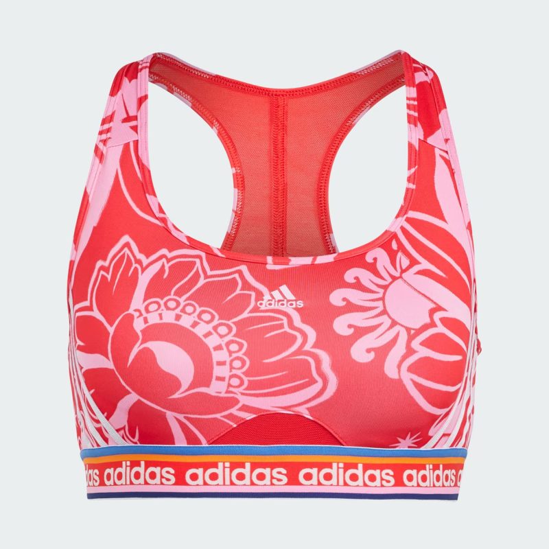 Adidas สปอร์ตบรา x FARM Rio Medium-Support Bra | Vivid Red/Bliss Pink ( IM2371 )