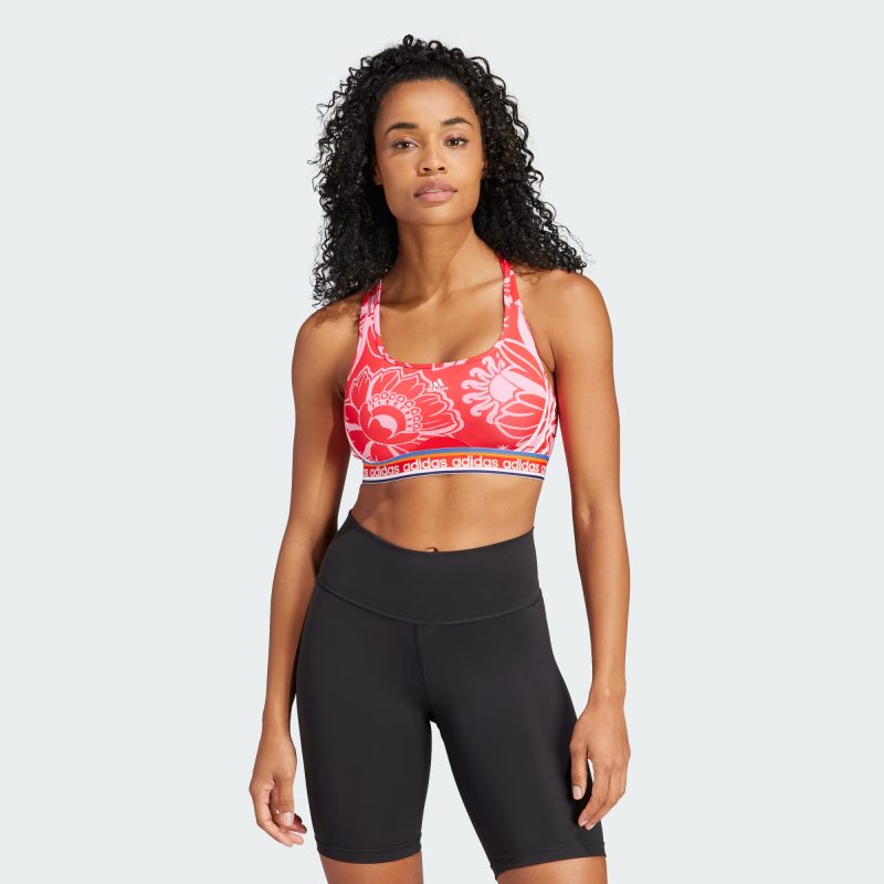 Adidas สปอร์ตบรา x FARM Rio Medium-Support Bra | Vivid Red/Bliss Pink ( IM2371 ) - Image 3