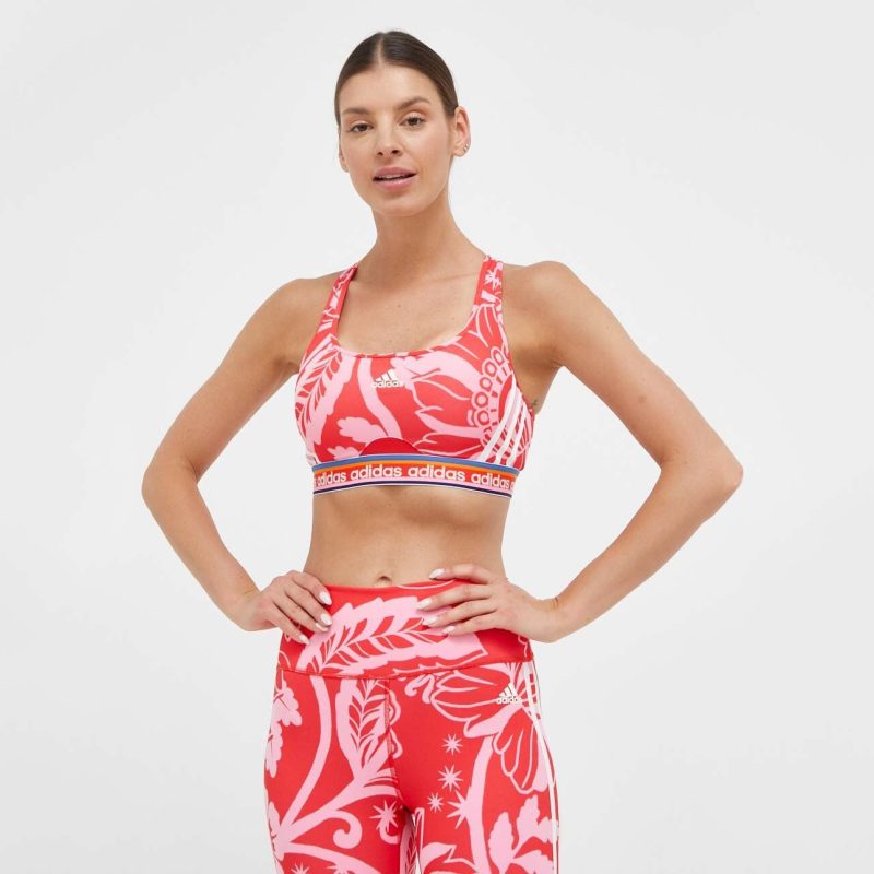 Adidas สปอร์ตบรา x FARM Rio Medium-Support Bra | Vivid Red/Bliss Pink ( IM2371 ) - Image 8