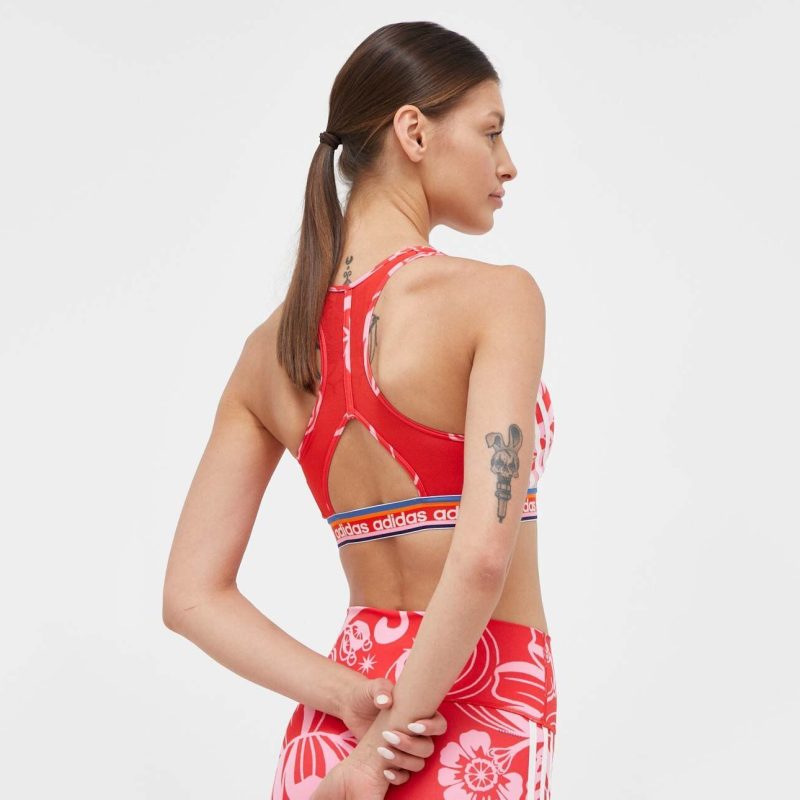 Adidas สปอร์ตบรา x FARM Rio Medium-Support Bra | Vivid Red/Bliss Pink ( IM2371 ) - Image 9