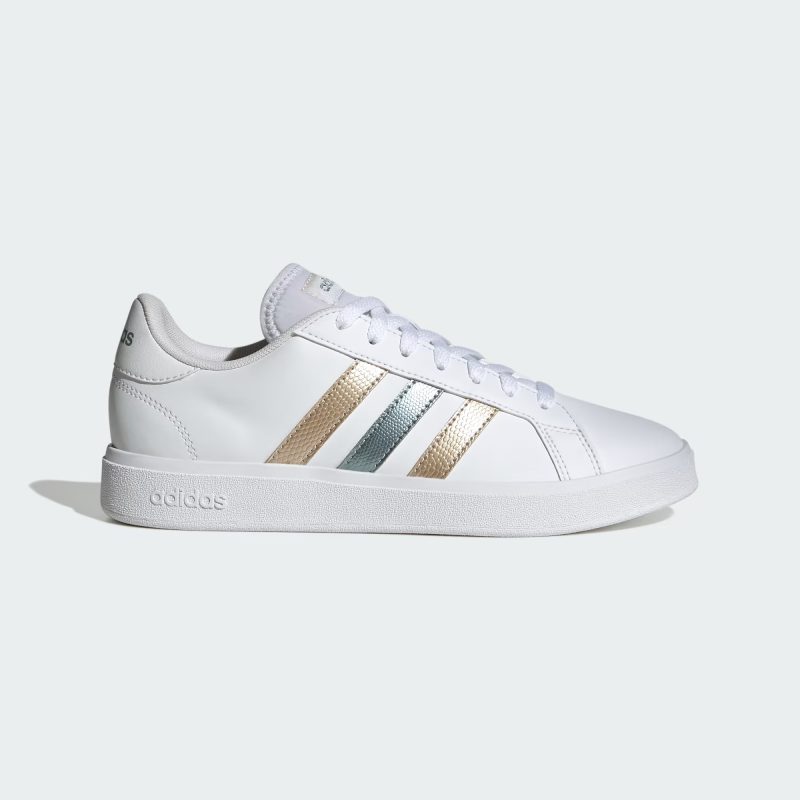 Adidas รองเท้าผ้าใบผู้หญิง Grand Court Base 2.0 | Cloud White/Magic Grey Met./Wonder Gold Met. F23 ( ID1865 )