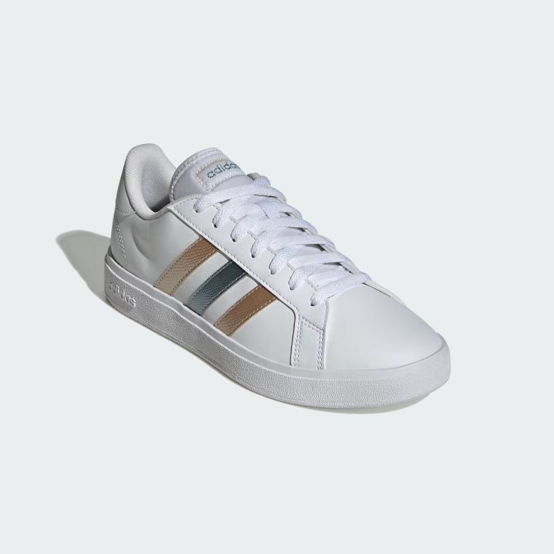 Adidas รองเท้าผ้าใบผู้หญิง Grand Court Base 2.0 | Cloud White/Magic Grey Met./Wonder Gold Met. F23 ( ID1865 ) - Image 2