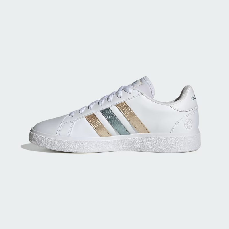 Adidas รองเท้าผ้าใบผู้หญิง Grand Court Base 2.0 | Cloud White/Magic Grey Met./Wonder Gold Met. F23 ( ID1865 ) - Image 4