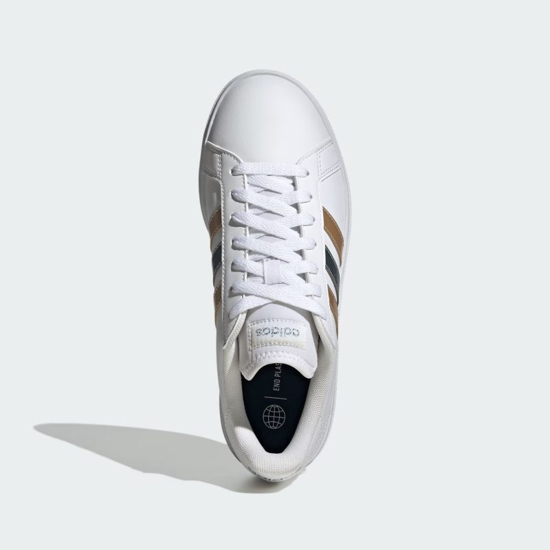 Adidas รองเท้าผ้าใบผู้หญิง Grand Court Base 2.0 | Cloud White/Magic Grey Met./Wonder Gold Met. F23 ( ID1865 ) - Image 5