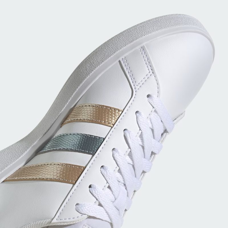 Adidas รองเท้าผ้าใบผู้หญิง Grand Court Base 2.0 | Cloud White/Magic Grey Met./Wonder Gold Met. F23 ( ID1865 ) - Image 8