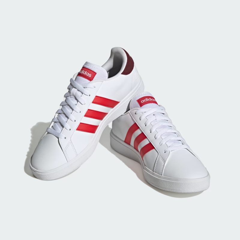 Adidas รองเท้าผ้าใบผู้ชาย Grand Court Base 2.0 | Cloud White/Better Scarlet S23/Shadow Red ( ID4453 ) - Image 2