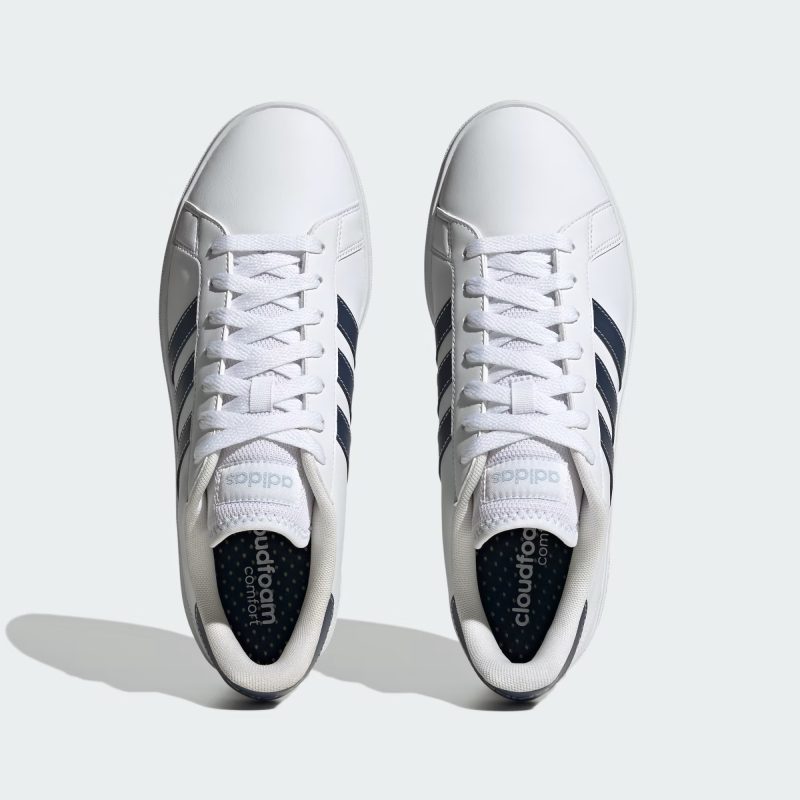 Adidas รองเท้าผ้าใบผู้ชาย Grand Court Base 2.0 | Cloud White/Shadow Navy S22/Wonder Blue F23 ( ID4457 ) - Image 5