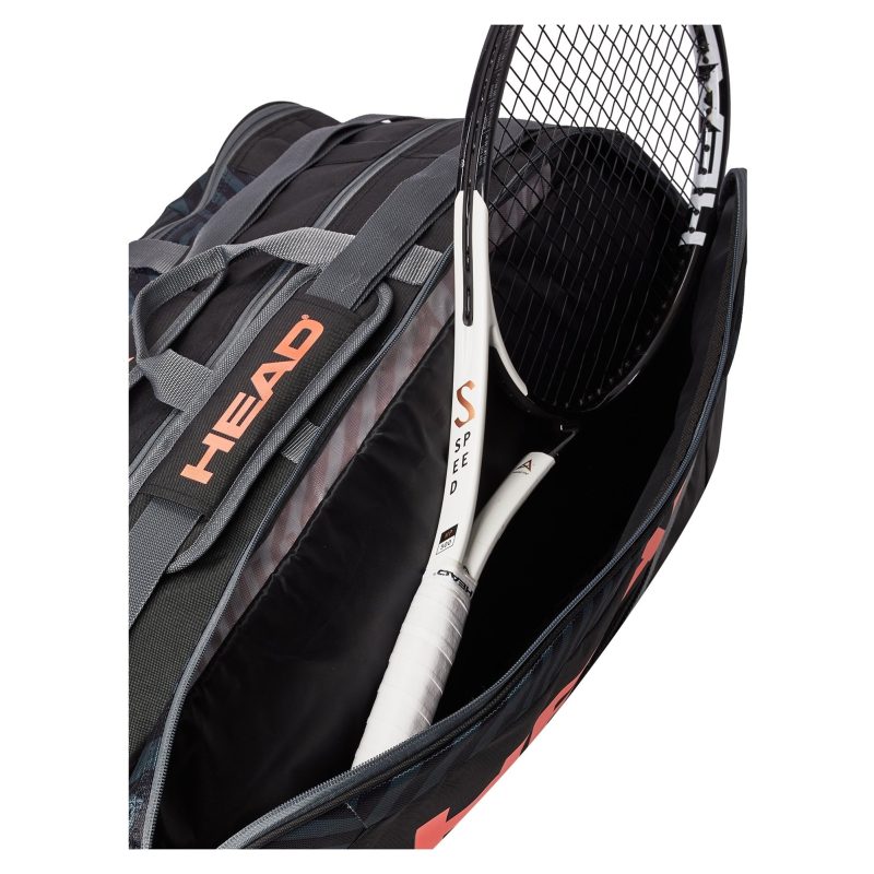 Head กระเป๋าเทนนิส Base Racquet L Tennis Bag 9R | Black/Orange ( 261303 ) - Image 11