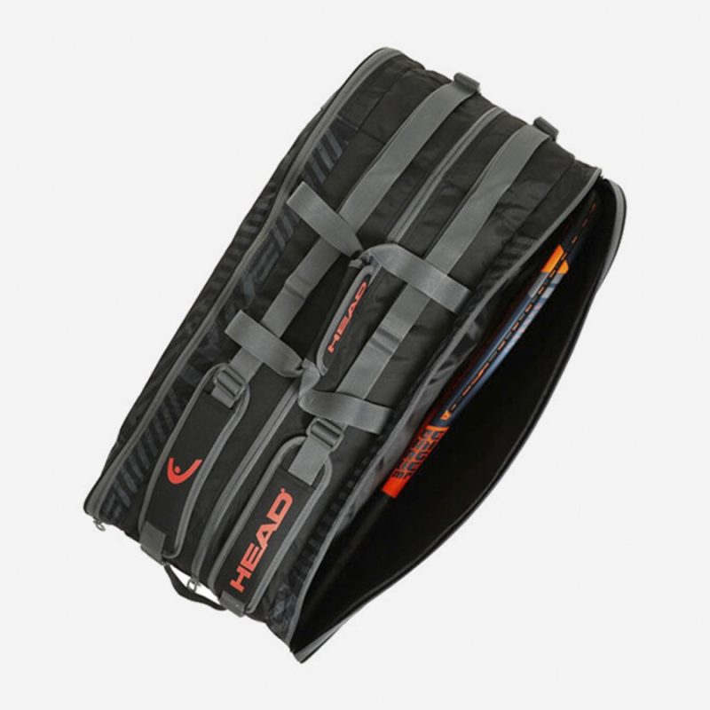 Head กระเป๋าเทนนิส Base Racquet L Tennis Bag 9R | Black/Orange ( 261303 ) - Image 24