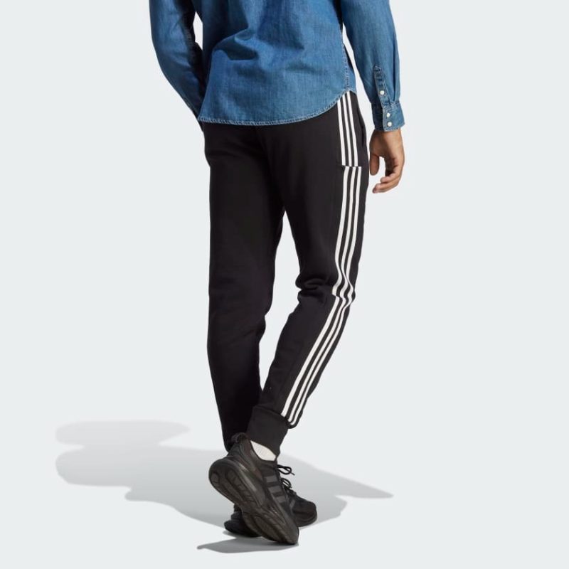 Adidas กางเกงขายาว ESSENTIALS FRENCH TERRY TAPERED CUFF 3-STRIPES | Black / White | (HA4337) - Image 3