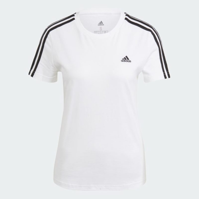 Adidas เสื้อยืด ESSENTIALS SLIM 3-STRIPES | White / Black | (GL0783) - Image 4
