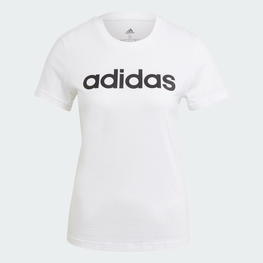 Adidas เสื้อยืดโลโก้ทรงสลิม LOUNGEWEAR ESSENTIALS | White / Black | (GL0768) - Image 4