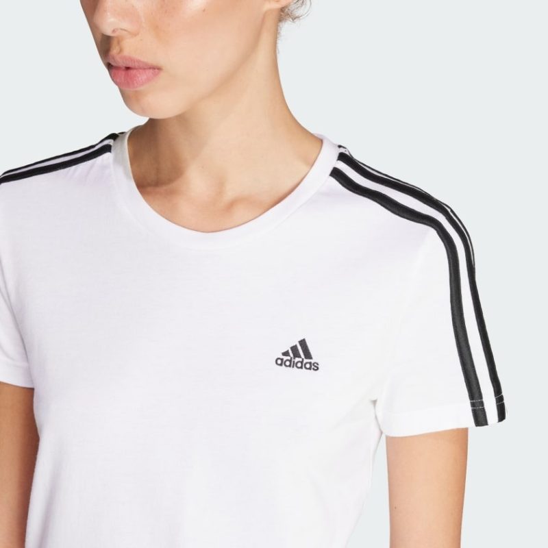 Adidas เสื้อยืด ESSENTIALS SLIM 3-STRIPES | White / Black | (GL0783) - Image 5