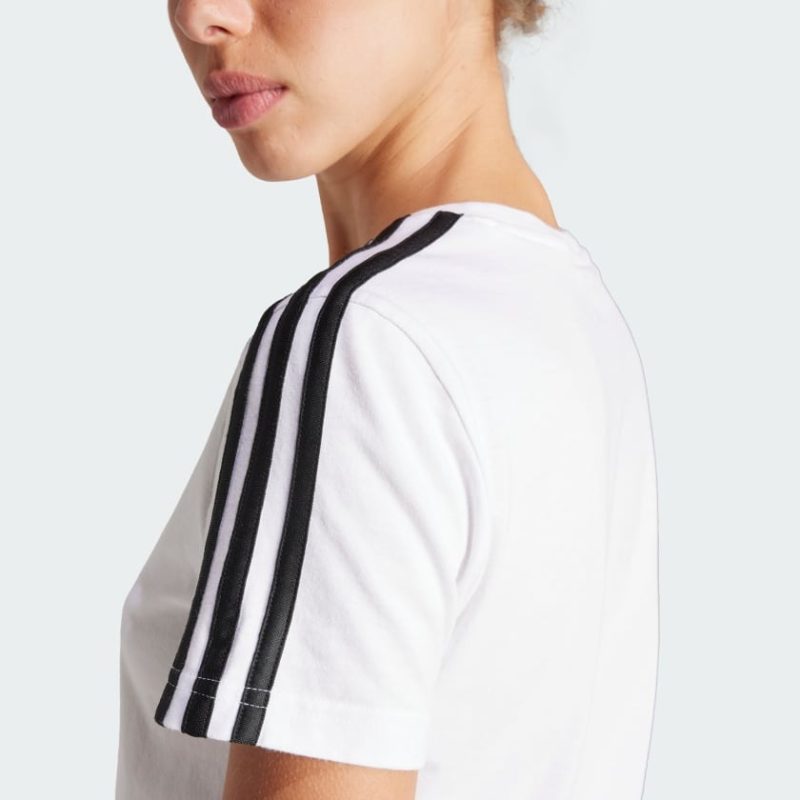 Adidas เสื้อยืด ESSENTIALS SLIM 3-STRIPES | White / Black | (GL0783) - Image 6