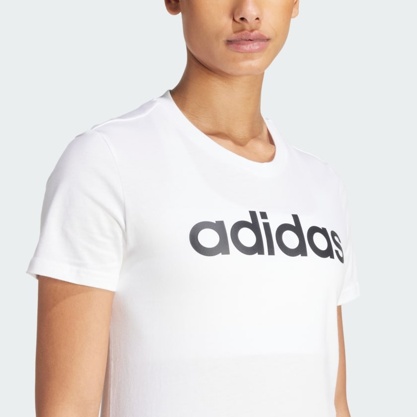 Adidas เสื้อยืดโลโก้ทรงสลิม LOUNGEWEAR ESSENTIALS | White / Black | (GL0768) - Image 6