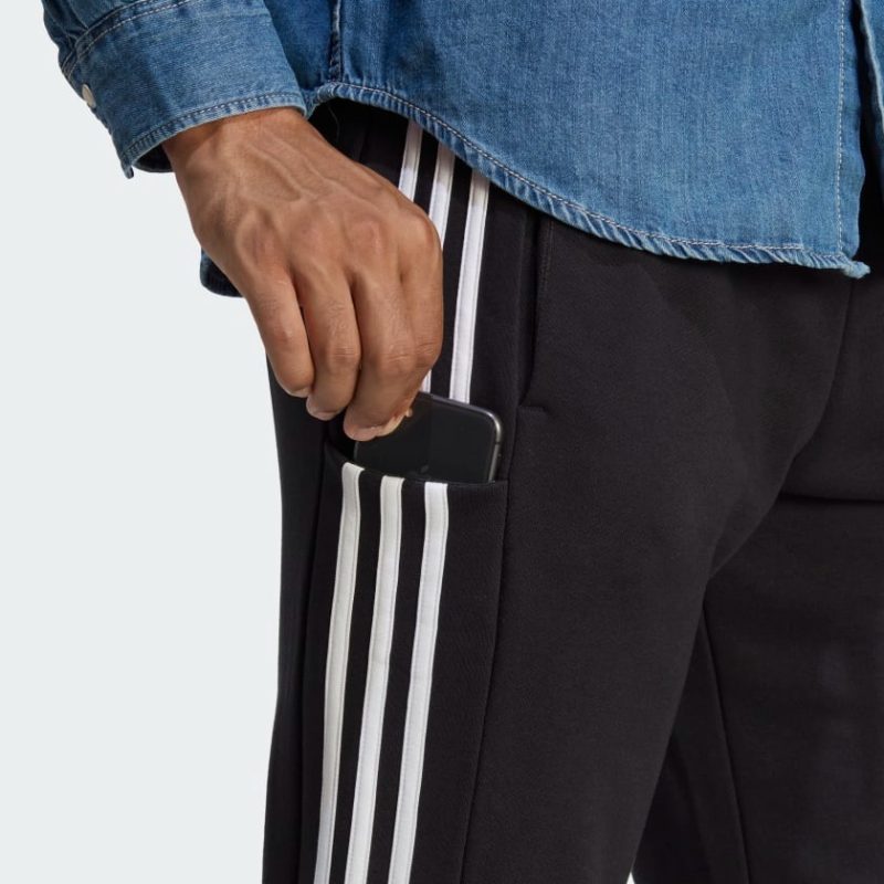 Adidas กางเกงขายาว ESSENTIALS FRENCH TERRY TAPERED CUFF 3-STRIPES | Black / White | (HA4337) - Image 7