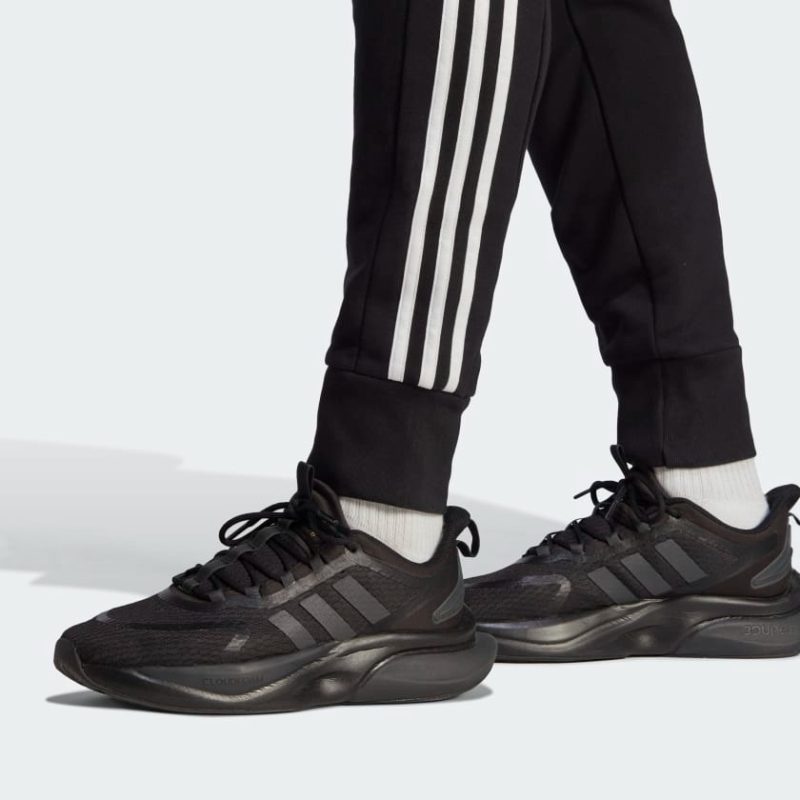 Adidas กางเกงขายาว ESSENTIALS FRENCH TERRY TAPERED CUFF 3-STRIPES | Black / White | (HA4337) - Image 8
