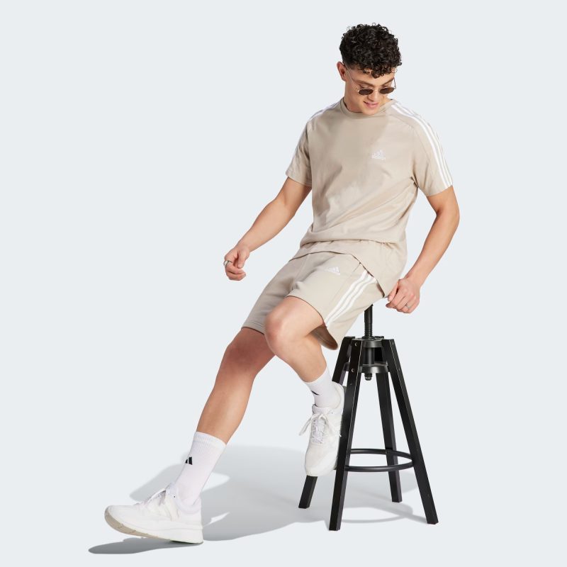Adidas เสื้อยืดผู้ชาย Essentials Single Jersey 3-Stripes Tee | Wonder Beige ( IJ8685 ) - Image 4