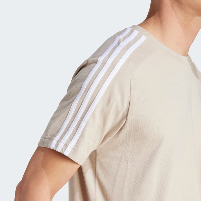 Adidas เสื้อยืดผู้ชาย Essentials Single Jersey 3-Stripes Tee | Wonder Beige ( IJ8685 ) - Image 6