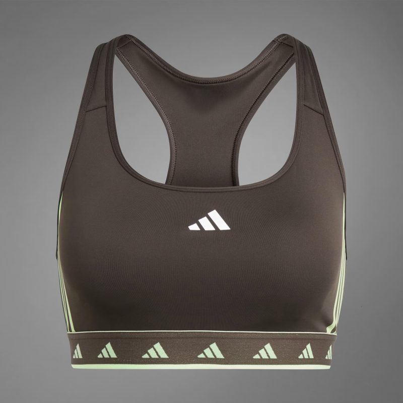 Adidas สปอร์ตบรา Powerreact Training Medium-Support Hyperglam Color Pop Bra | Shadow Olive/Green Spark ( IS4499 )