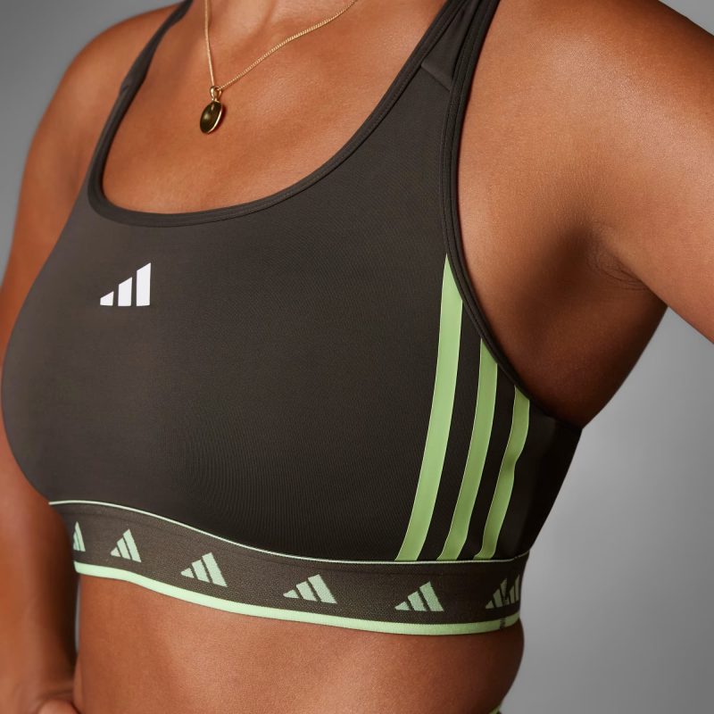 Adidas สปอร์ตบรา Powerreact Training Medium-Support Hyperglam Color Pop Bra | Shadow Olive/Green Spark ( IS4499 ) - Image 6