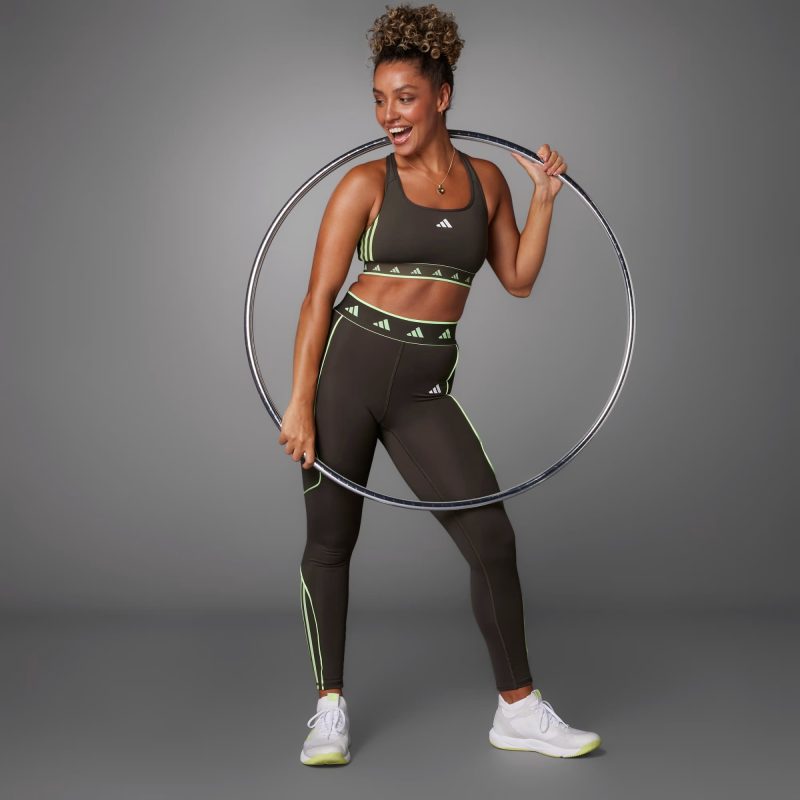 Adidas สปอร์ตบรา Powerreact Training Medium-Support Hyperglam Color Pop Bra | Shadow Olive/Green Spark ( IS4499 ) - Image 8