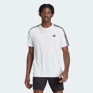 Adidas เสื้อยืดเทรนนิงผู้ชาย TRAIN ESSENTIALS 3-STRIPES | White / Black | (IB8151)