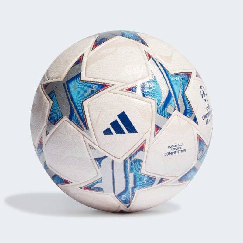 Adidas ลูกฟุตบอล UCL COMPETITION 23/24 GROUP STAGE | White / Silver Metallic / Bright Cyan / Royal Blue | (IA0940)