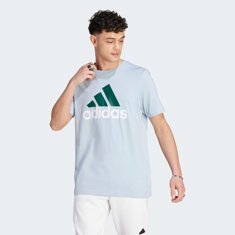 Adidas เสื้อยืดผู้ชาย Essentials Single Jersey Big Logo Tee | Wonder Blue ( IJ8576 ) - Image 2