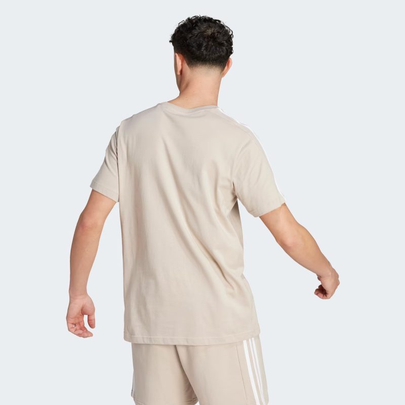 Adidas เสื้อยืดผู้ชาย Essentials Single Jersey 3-Stripes Tee | Wonder Beige ( IJ8685 ) - Image 3