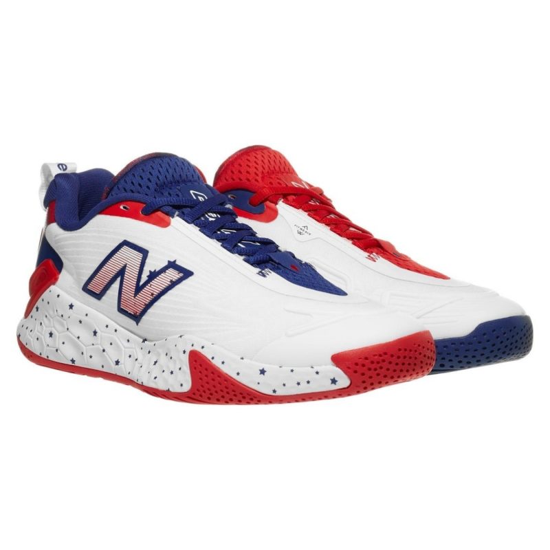 New Balance รองเท้าเทนนิสผู้ชาย Fresh Foam X CT-Rally D | White/Red/Navy ( MCHRALY1 )(2E) - Image 2