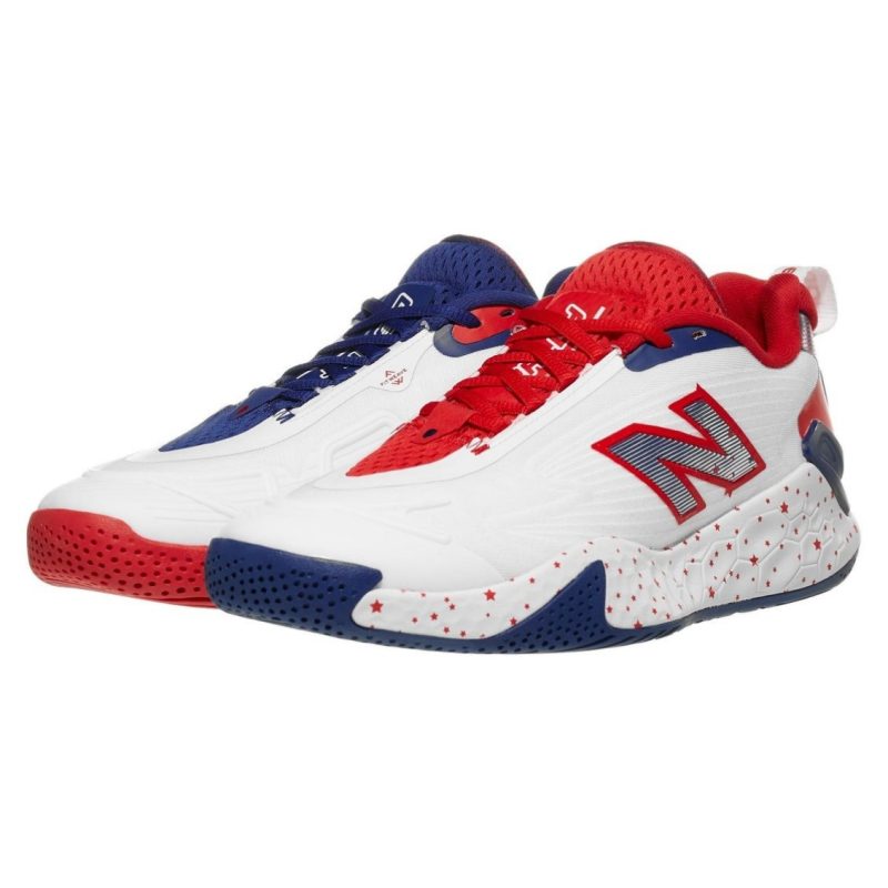 New Balance รองเท้าเทนนิสผู้ชาย Fresh Foam X CT-Rally D | White/Red/Navy ( MCHRALY1 )(2E) - Image 3