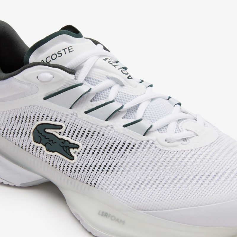 Lacoste รองเท้าเทนนิสผู้ชาย AG-LT23 Ultra Textile Tennis Shoes | White / Dark Green ( 45SMA0013WG ) - Image 6