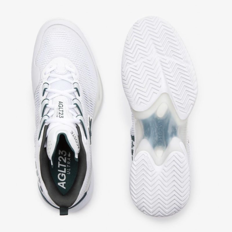 Lacoste รองเท้าเทนนิสผู้ชาย AG-LT23 Ultra Textile Tennis Shoes | White / Dark Green ( 45SMA0013WG ) - Image 5