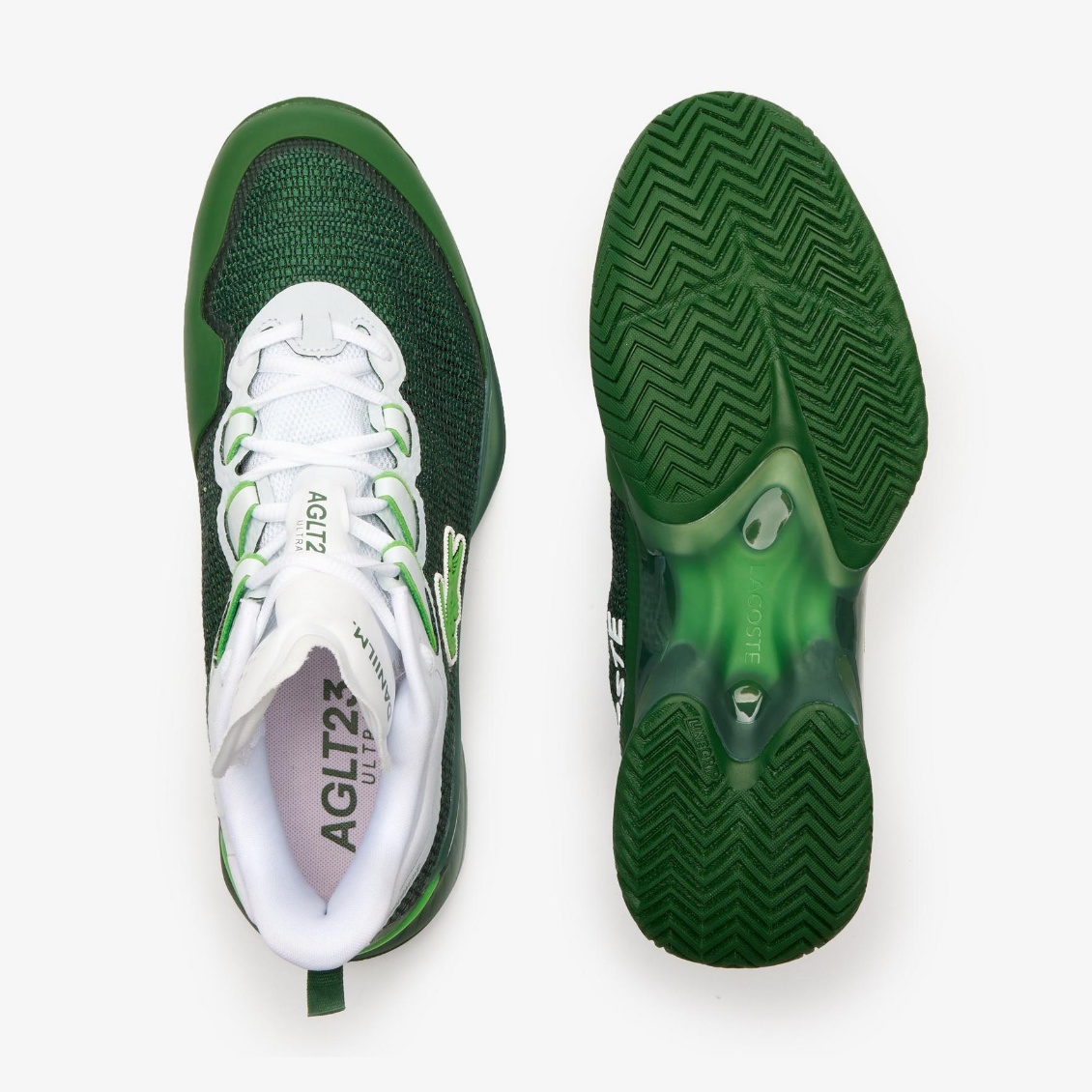 Lacoste รองเท้าเทนนิสผู้ชาย Daniil Medvedev AG-LT23 Ultra Tennis Shoes | Dark Green / White ( 47SMA0101GW ) - Image 5