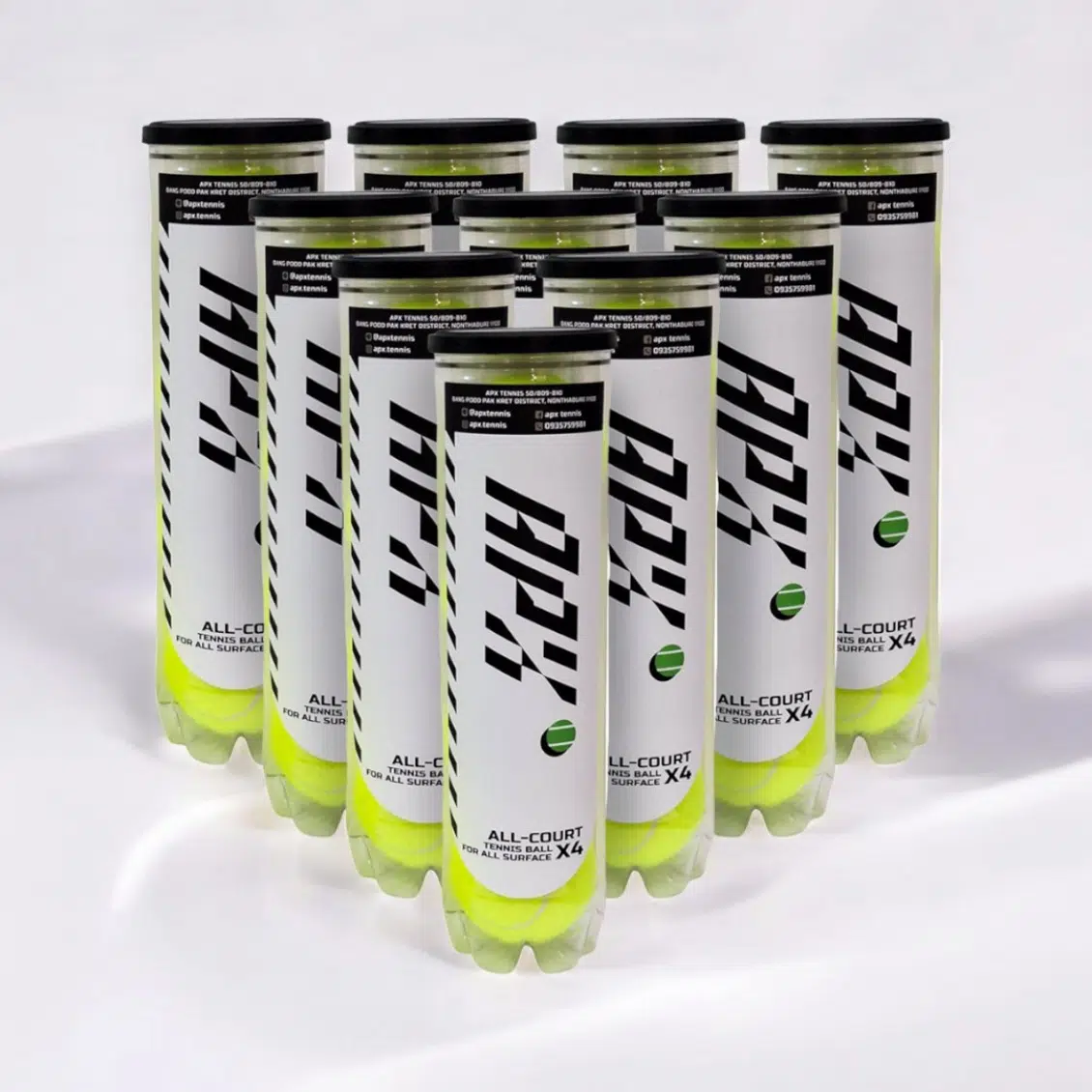 APX ลูกเทนนิส APX x4 ( แบบลัง 1 ลัง 10 กระป๋อง )Tennis Balls | Green ( APXBALL10 ) กระป๋องละ 4 ลูก