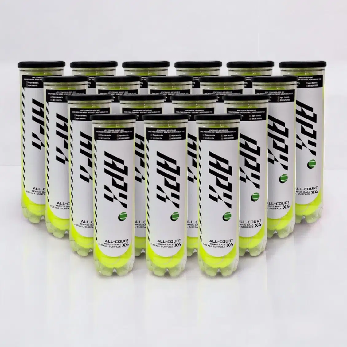 APX ลูกเทนนิส APX x4 ( แบบลัง 1 ลัง 18 กระป๋อง )Tennis Balls | Green ( APXBALL18 ) กระป๋องละ 4 ลูก